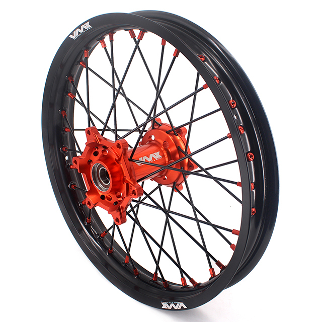 VMX 21/18 Enduro Racing Wheels Rims Set Fit KTM EXC-F 125 530 2003-2024 Orange Nipple Black Spoke