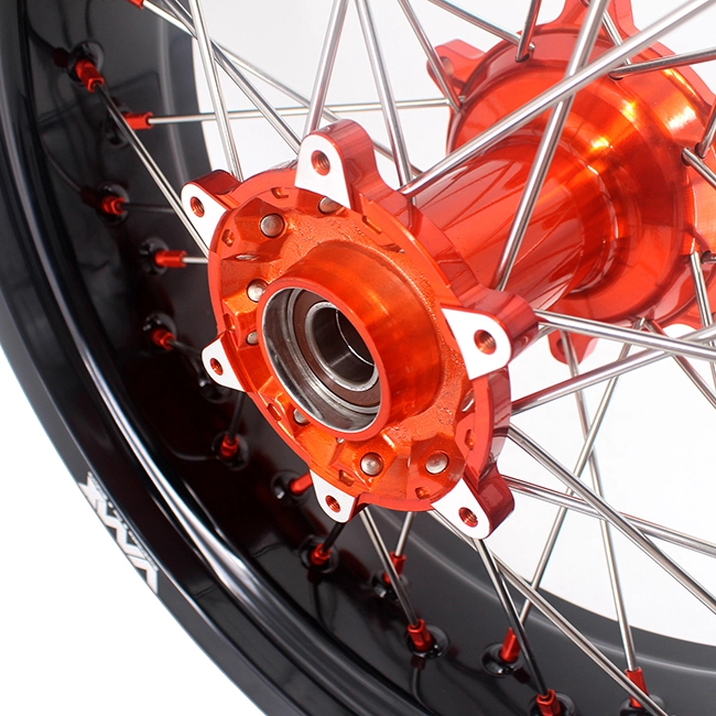 VMX 3.5/5.0 Motorcycle Casting Supermoto Wheels Rims Fit KTM SX-F EXC 2003-2024 Orange Nipple