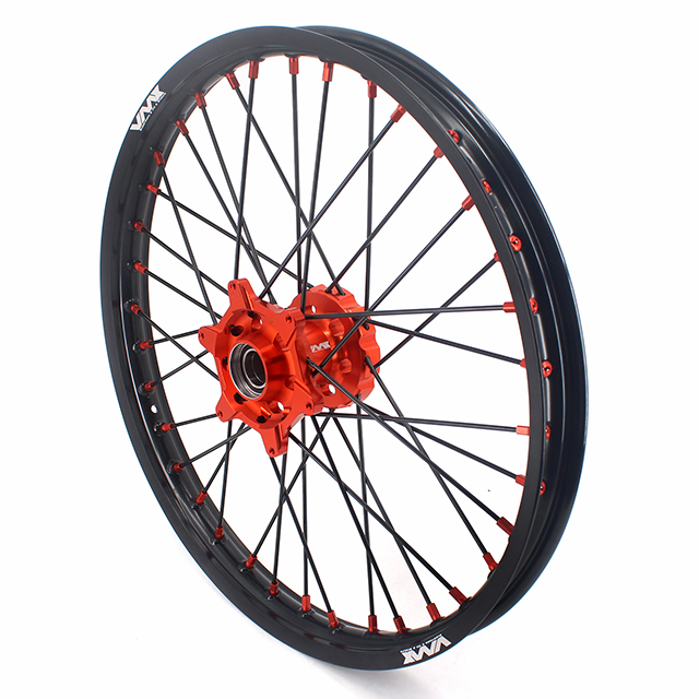 VMX 21/18 Enduro Racing Wheels Rims Set Fit KTM EXC-F 125 530 2003-2024 Orange Nipple Black Spoke