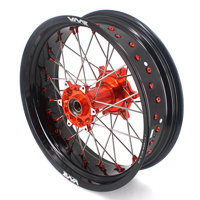 VMX 3.5/5.0 Motorcycle Casting Supermoto Wheels Rims Fit KTM SX-F EXC 2003-2024 Orange Nipple
