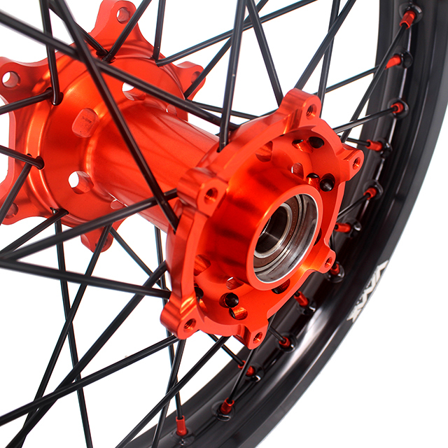 VMX 21/18 Enduro Racing Wheels Rims Set Fit KTM EXC-F 125 530 2003-2024 Orange Nipple Black Spoke