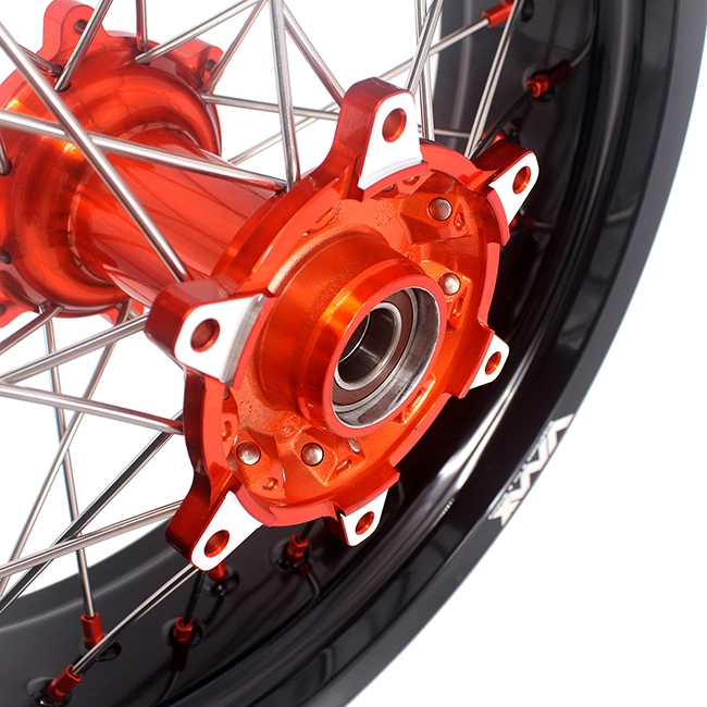 VMX 3.5/5.0 Motorcycle Casting Supermoto Wheels Rims Fit KTM SX-F EXC 2003-2024 Orange Nipple