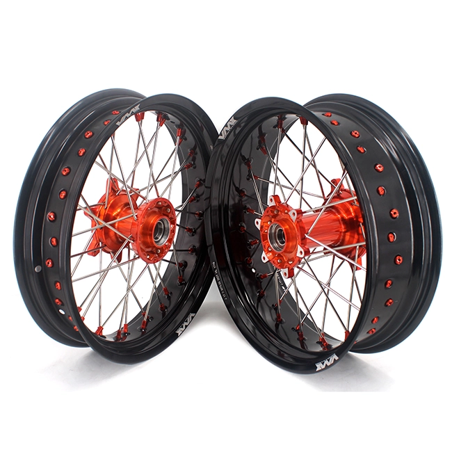 VMX 3.5/5.0 Motorcycle Casting Supermoto Wheels Rims Fit KTM SX-F EXC 2003-2024 Orange Nipple