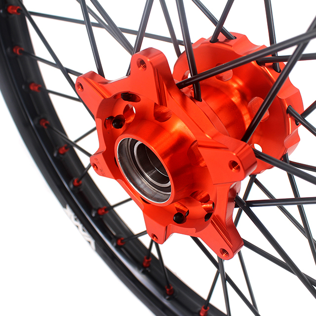 VMX 21/18 Enduro Racing Wheels Rims Set Fit KTM EXC-F 125 530 2003-2024 Orange Nipple Black Spoke