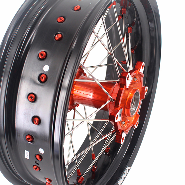 VMX 3.5/5.0 Motorcycle Casting Supermoto Wheels Rims Fit KTM SX-F EXC 2003-2024 Orange Nipple