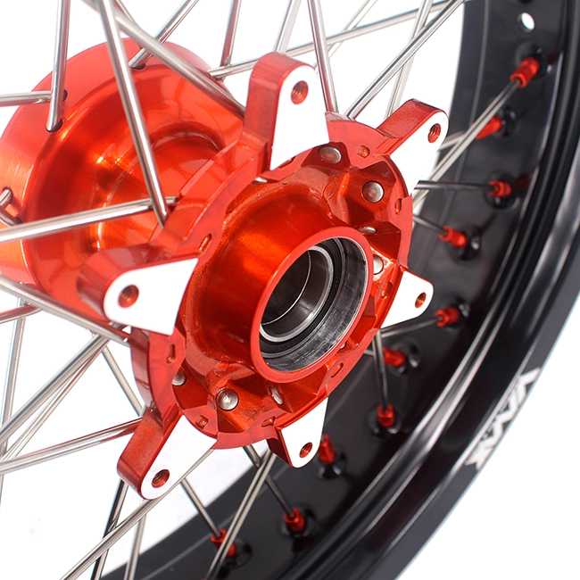 VMX 3.5/5.0 Motorcycle Casting Supermoto Wheels Rims Fit KTM SX-F EXC 2003-2024 Orange Nipple