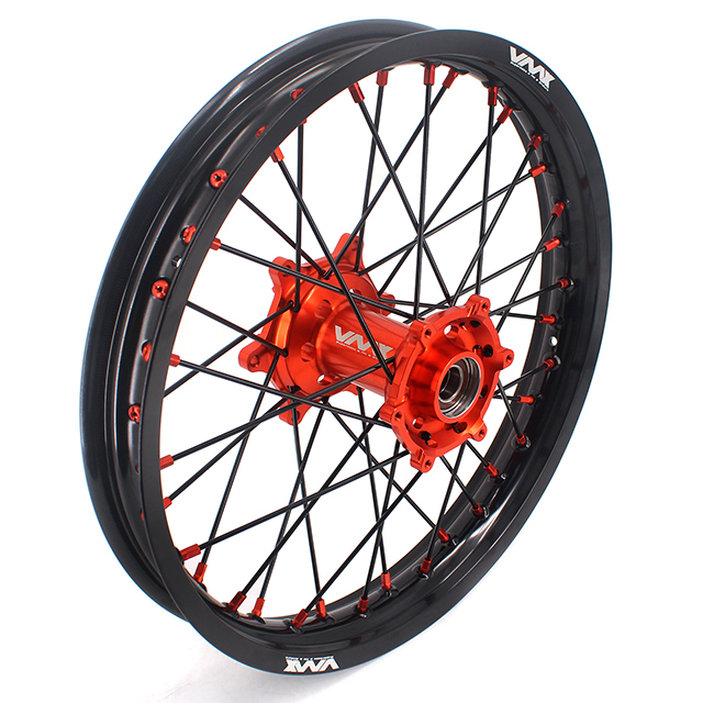 VMX 21/18 Enduro Racing Wheels Rims Set Fit KTM EXC-F 125 530 2003-2024 Orange Nipple Black Spoke