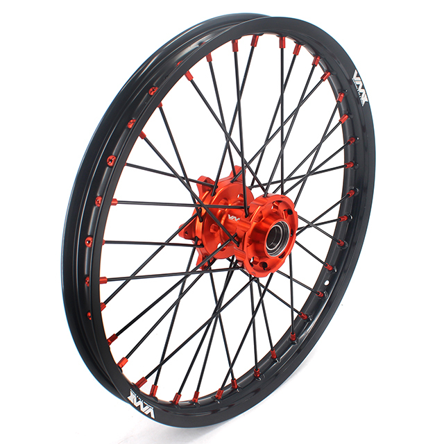 VMX 21/18 Enduro Racing Wheels Rims Set Fit KTM EXC-F 125 530 2003-2024 Orange Nipple Black Spoke
