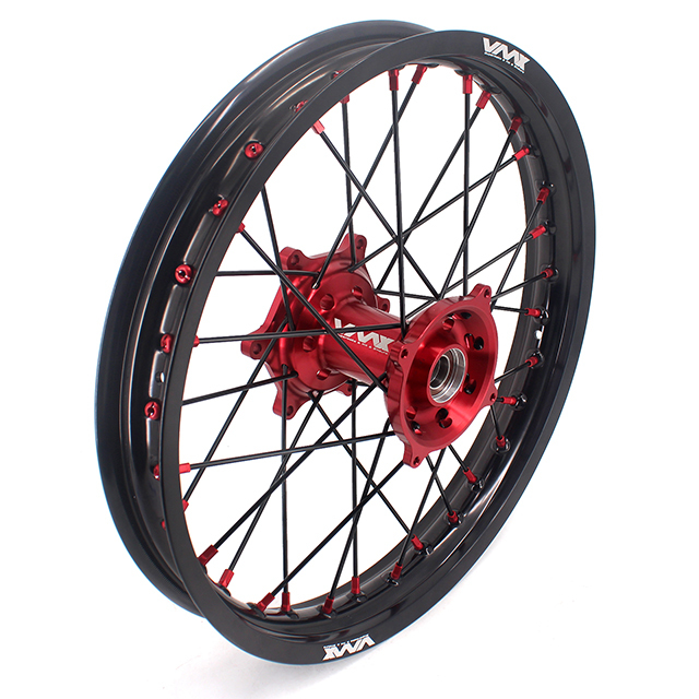 VMX 21/19 MX Motorcycle Wheel Rims Set  Fit HONDA CRF250R CRF450R 2012 Red hub/Nipple Black Rim/Spoke
