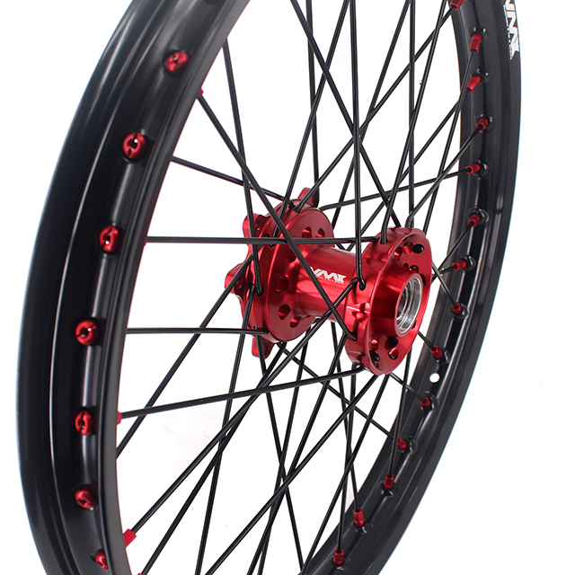 VMX 21/19 MX Motorcycle Wheel Rims Set  Fit HONDA CRF250R CRF450R 2012 Red hub/Nipple Black Rim/Spoke