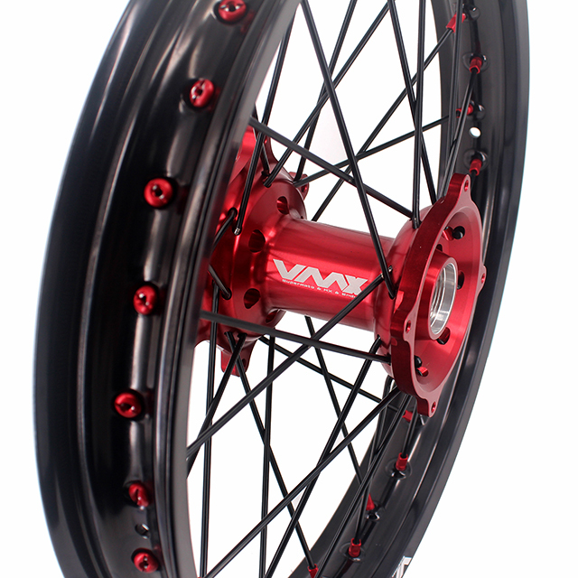 VMX 21/19 MX Motorcycle Wheel Rims Set  Fit HONDA CRF250R CRF450R 2012 Red hub/Nipple Black Rim/Spoke
