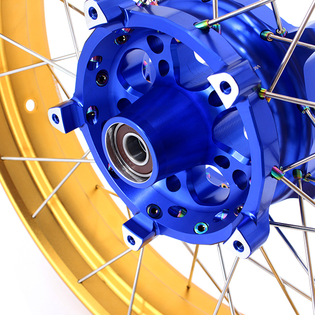 VMX Fit BMW R1200GS/R1250GS 2013-2022 Tubeless Motorcycle Wheels 3.0*19"/4.5*17" Set Blue Hub Gold Rim