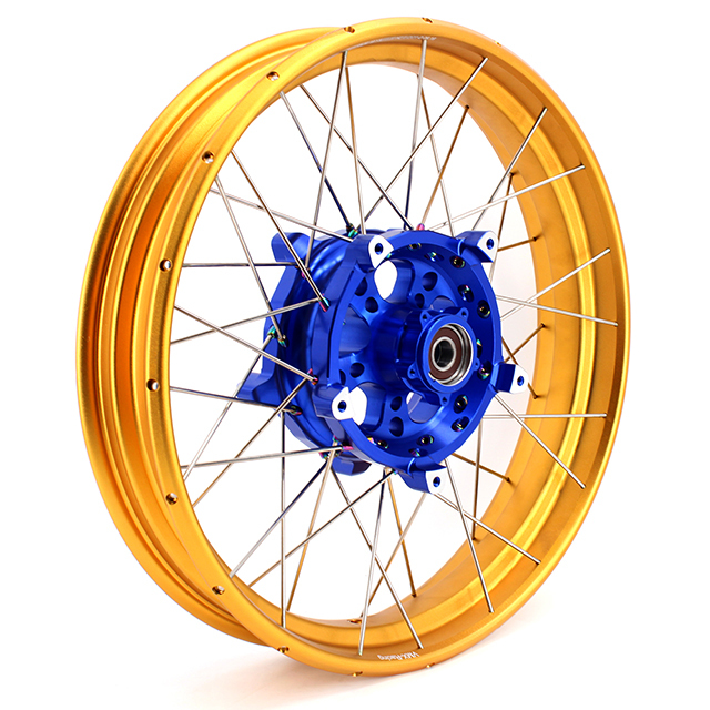 VMX Fit BMW R1200GS/R1250GS 2013-2022 Tubeless Motorcycle Wheels 3.0*19"/4.5*17" Set Blue Hub Gold Rim