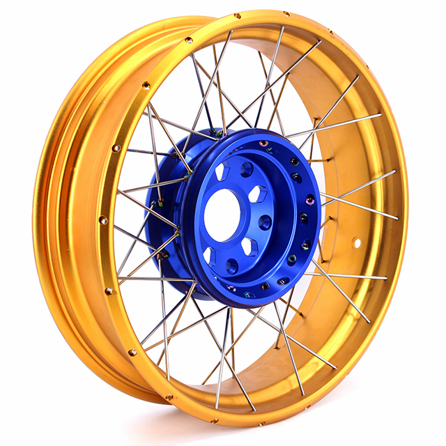VMX Fit BMW R1200GS/R1250GS 2013-2022 Tubeless Motorcycle Wheels 3.0*19"/4.5*17" Set Blue Hub Gold Rim