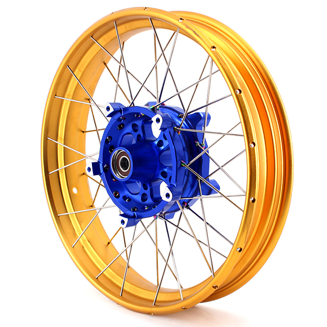 VMX Fit BMW R1200GS/R1250GS 2013-2022 Tubeless Motorcycle Wheels 3.0*19"/4.5*17" Set Blue Hub Gold Rim