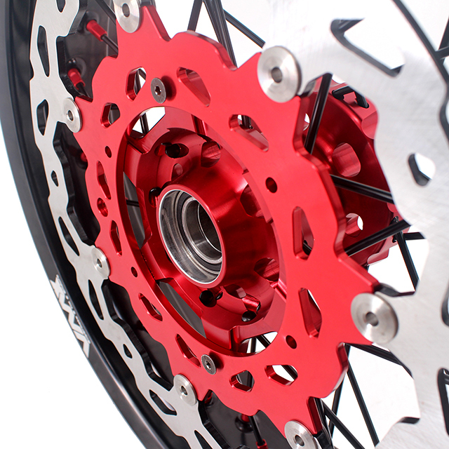 VMX 3.5/5.0 Motorcycle Supermoto Wheels Compatible with KTM EXC SXF Red Hub/Nipple Black Rim/Spoke Disc