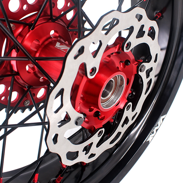 VMX 3.5/5.0 Motorcycle Supermoto Wheels Compatible with KTM EXC SXF Red Hub/Nipple Black Rim/Spoke Disc