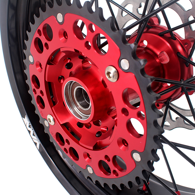 VMX 3.5/5.0 Motorcycle Supermoto Wheels Compatible with KTM EXC SXF Red Hub/Nipple Black Rim/Spoke Disc