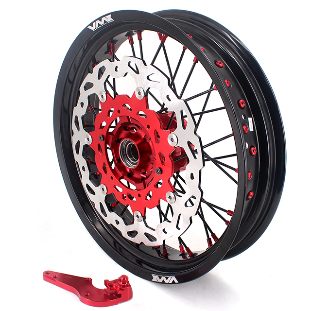 VMX 3.5/5.0 Motorcycle Supermoto Wheels Compatible with KTM EXC SXF Red Hub/Nipple Black Rim/Spoke Disc