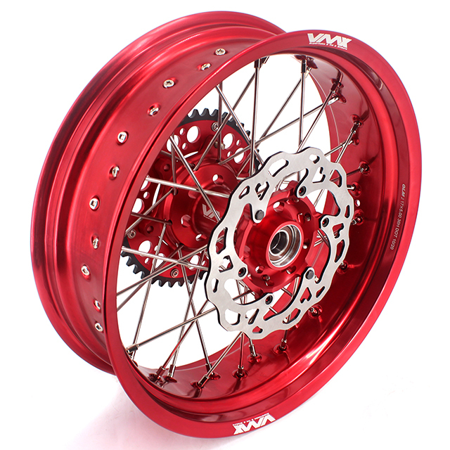 VMX 3.5/5.0 Motorcycle Supermoto Wheels Rims Compatible with KTM EXC SXF XC Red hub/rim With Disc