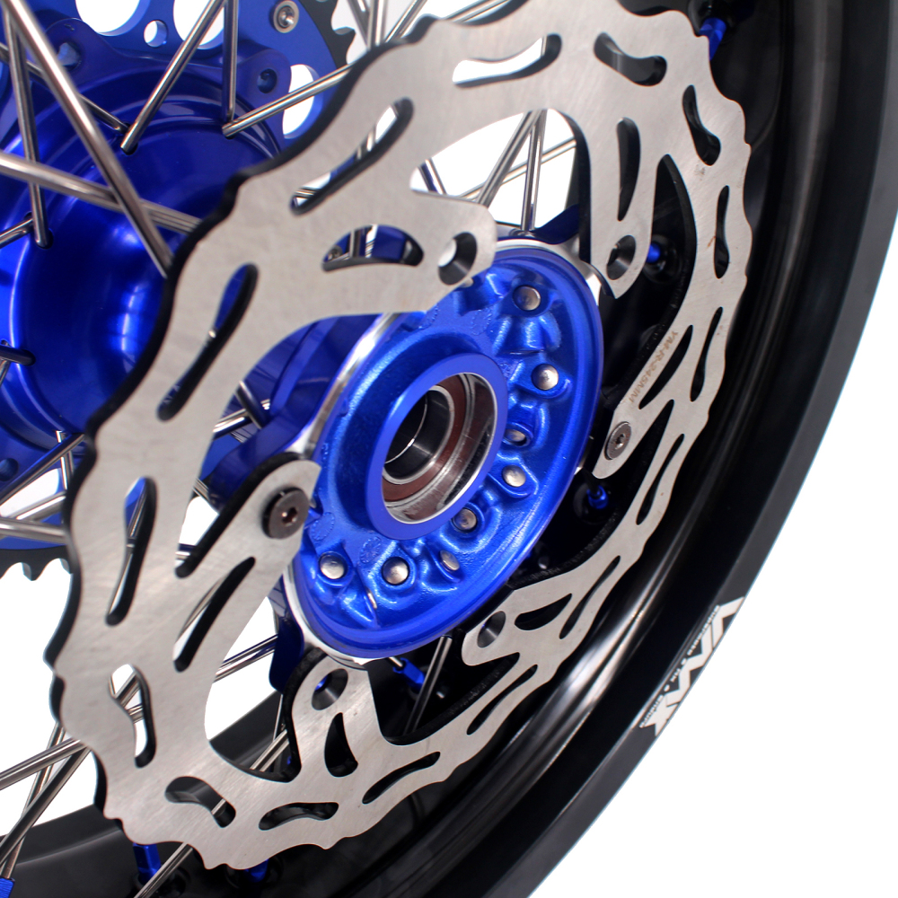 VMX 3.5/5.0 Motorcycle Supermoto Casting Wheels Rims Disc Fit YAMAHA YZ125 YZ250F YZ450F Blue Hub/Nipple