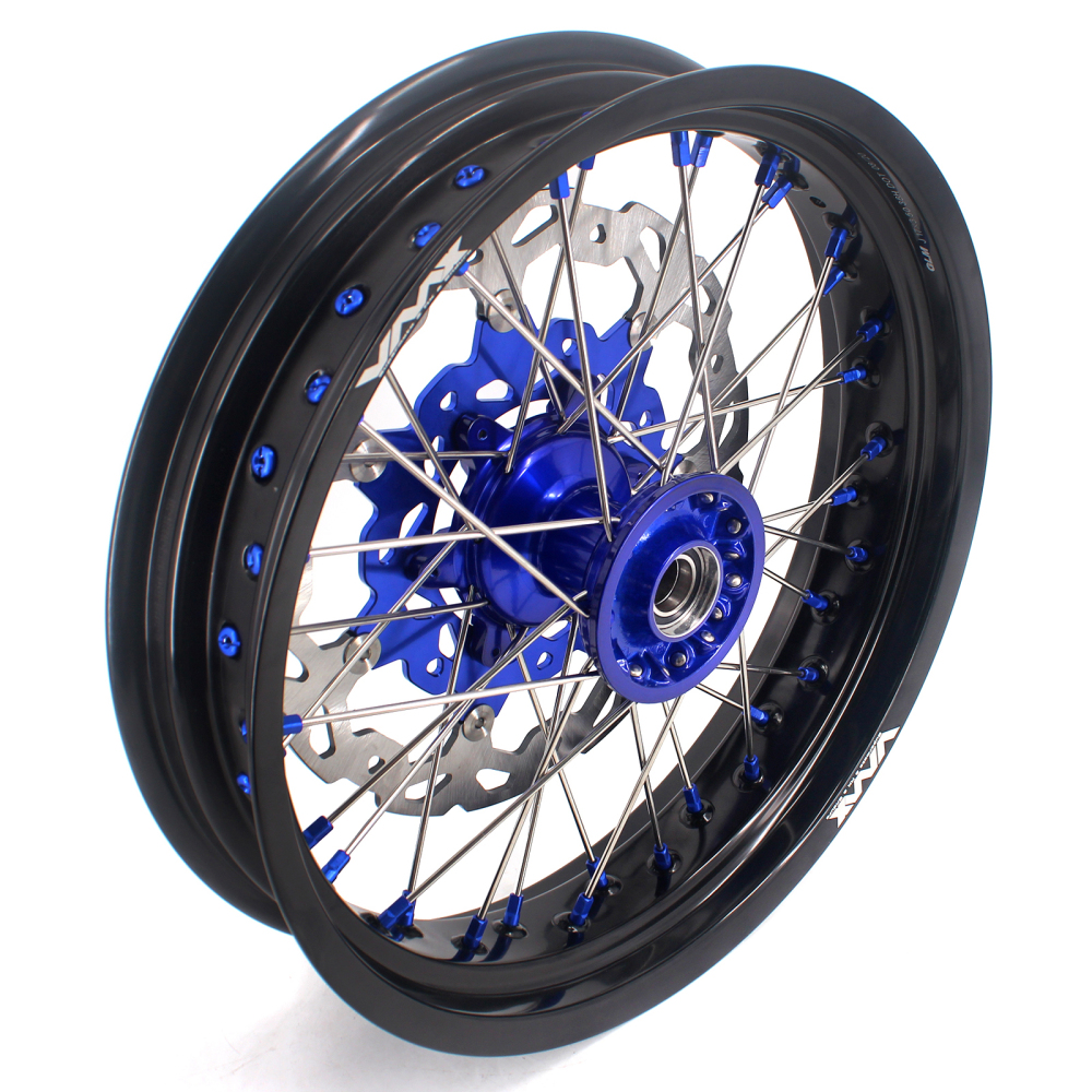 VMX 3.5/5.0 Motorcycle Supermoto Casting Wheels Rims Disc Fit YAMAHA YZ125 YZ250F YZ450F Blue Hub/Nipple