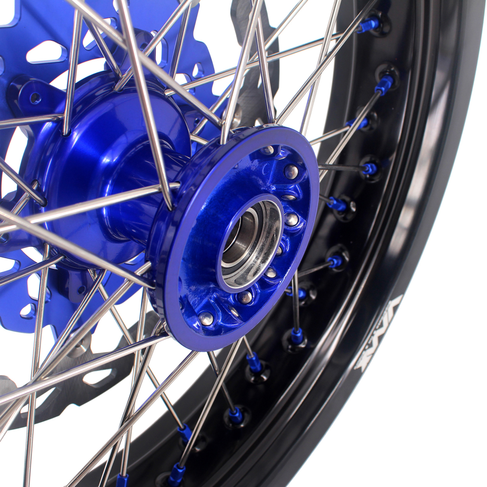 VMX 3.5/5.0 Motorcycle Supermoto Casting Wheels Rims Disc Fit YAMAHA YZ125 YZ250F YZ450F Blue Hub/Nipple