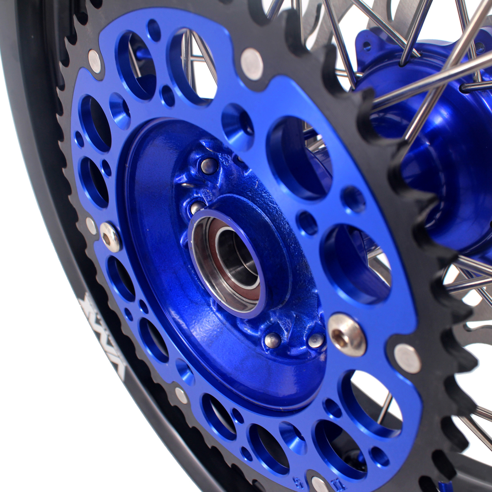 VMX 3.5/5.0 Motorcycle Supermoto Casting Wheels Rims Disc Fit YAMAHA YZ125 YZ250F YZ450F Blue Hub/Nipple