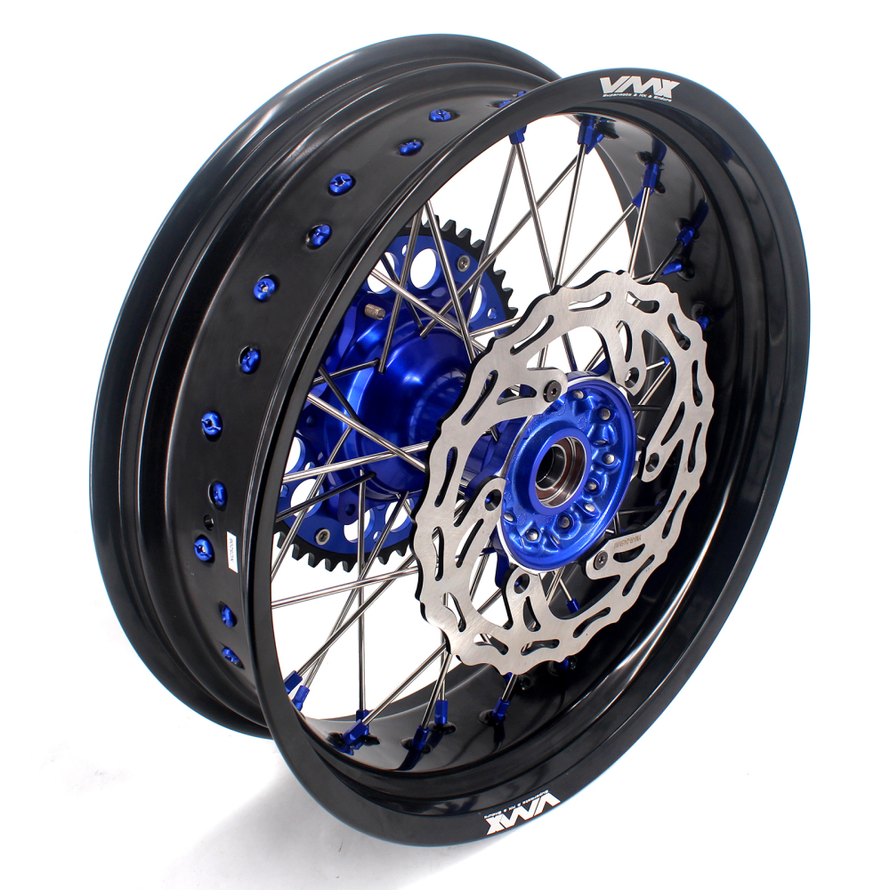 VMX 3.5/5.0 Motorcycle Supermoto Casting Wheels Rims Disc Fit YAMAHA YZ125 YZ250F YZ450F Blue Hub/Nipple