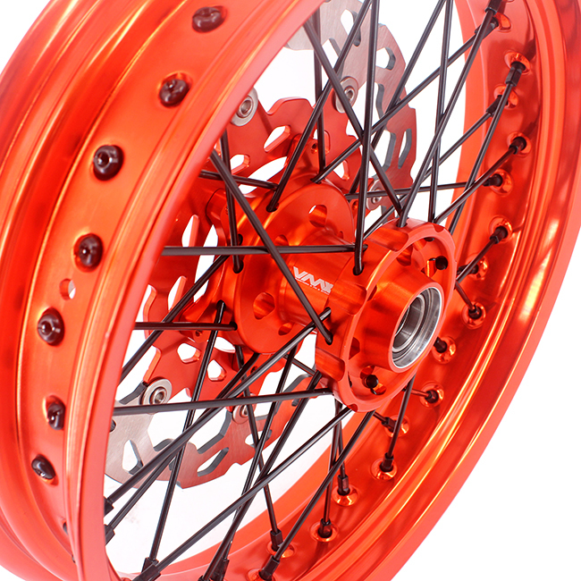 VMX 3.5/5.0 Motorcycle Supermoto Wheels Fit KTM SX-F EXC 250 450 530 Orange Rim Black Nipple