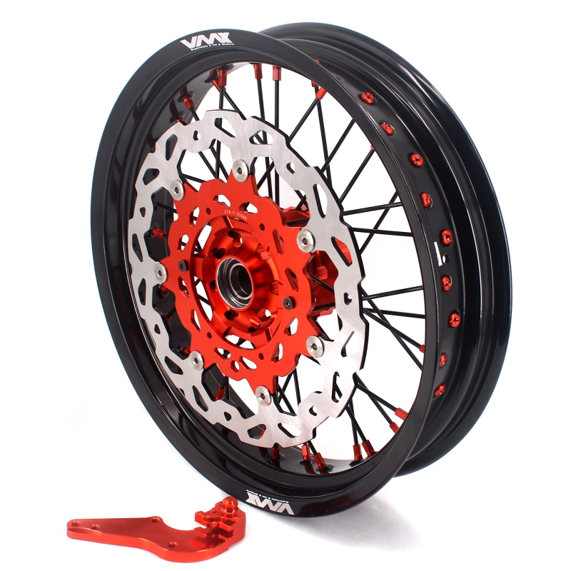 VMX 3.5/5.0 Motorcycle Supermoto Wheel Rim Set Fit KTM SX-F EXC XC 250 500 Orange Nipple Black Spoke