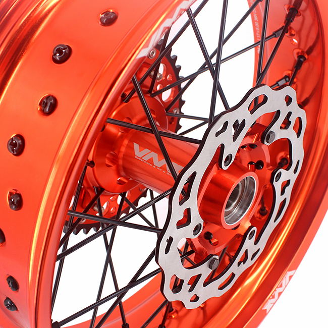 VMX 3.5/5.0 Motorcycle Supermoto Wheels Fit KTM SX-F EXC 250 450 530 Orange Rim Black Nipple