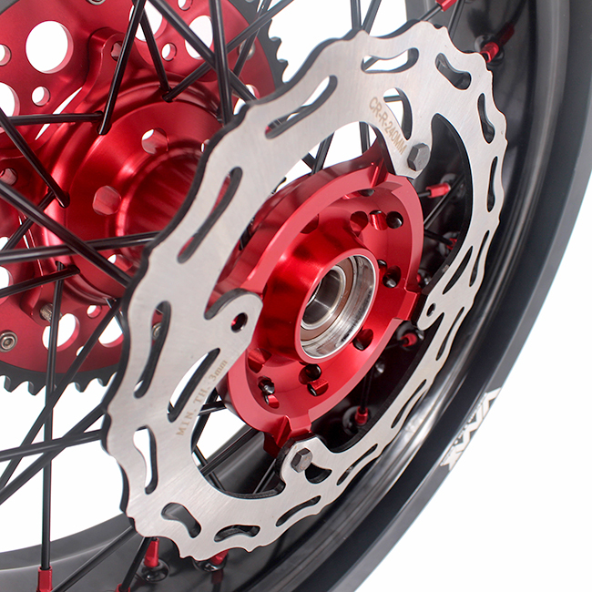 VMX 3.5/5.0 Motorcycle Supermoto Wheel Rim Set With Disc Set Fit HONDA CRF250R CRF450R 02-13 Red/Black