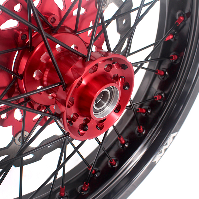 VMX 3.5/5.0 Motorcycle Supermoto Wheel Rim Set With Disc Set Fit HONDA CRF250R CRF450R 02-13 Red/Black