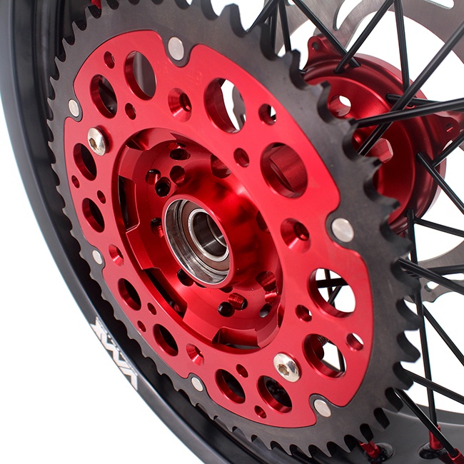 VMX 3.5/5.0 Motorcycle Supermoto Wheel Rim Set With Disc Set Fit HONDA CRF250R CRF450R 02-13 Red/Black