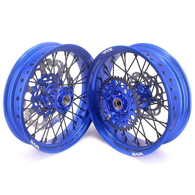 VMX 3.5/5.0 Supermoto Dirt Bike Wheel Rims Fit HUSQVARNA 2014-2024 TE TC FE FC Blue Rim Black Nipple