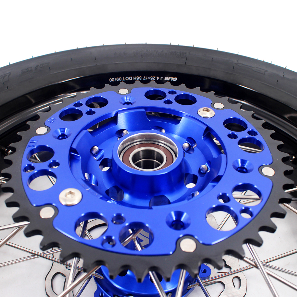 VMX 3.5/4.25 Supermoto Wheels With Tire Fit HUSQVARNA TE TC FE FC 2014-2021 Blue hub Black Rim