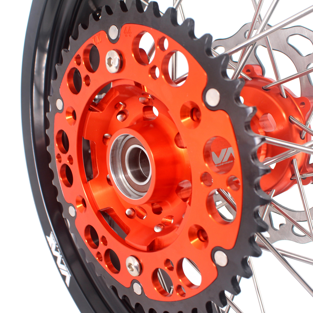 VMX 3.5/5.0 Motorcycle Supermoto Wheels Rims Set Fit KTM SX EXC 250 450 Orange Hub With Disc