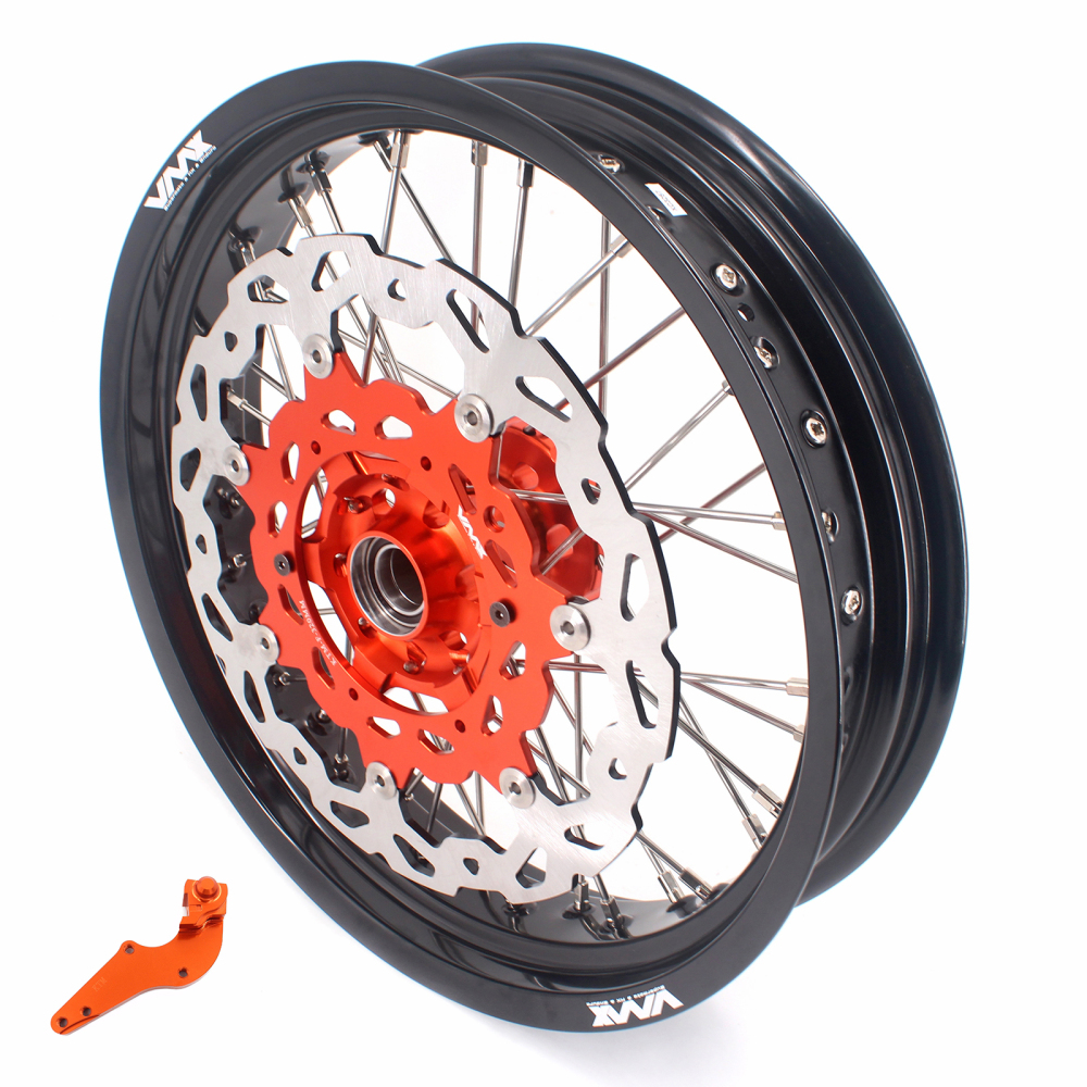 VMX 3.5/5.0 Motorcycle Supermoto Wheels Rims Set Fit KTM SX EXC 250 450 Orange Hub With Disc