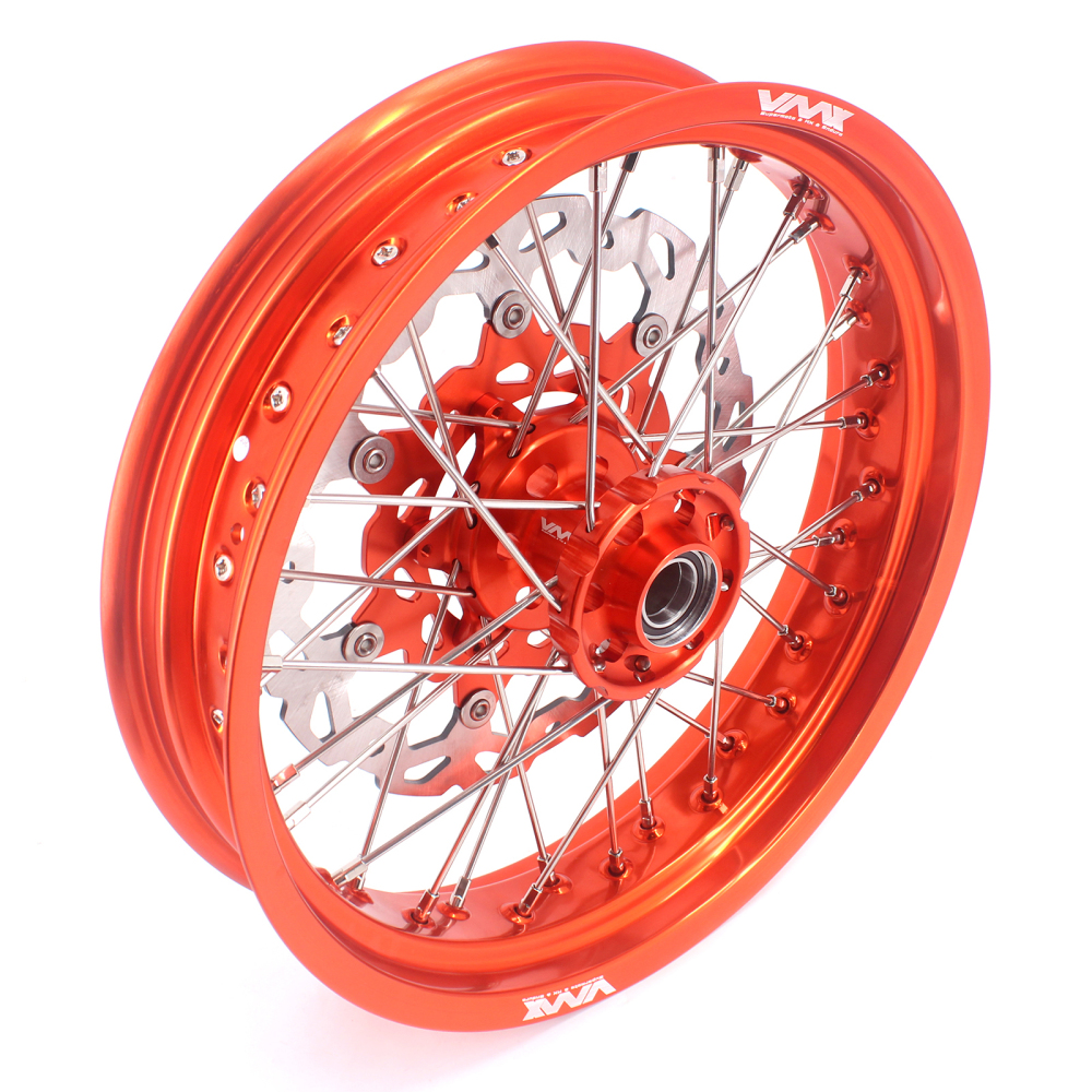 VMX 3.5/5.0 Motorcycle Supermoto Wheels Orange Rim With Disc Fit KTM SXF EXC XCF 2003-2024