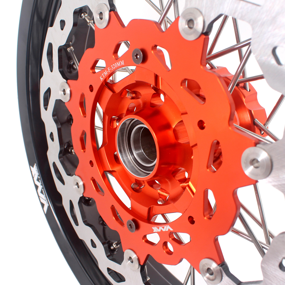 VMX 3.5/5.0 Motorcycle Supermoto Wheels Rims Set Fit KTM SX EXC 250 450 Orange Hub With Disc