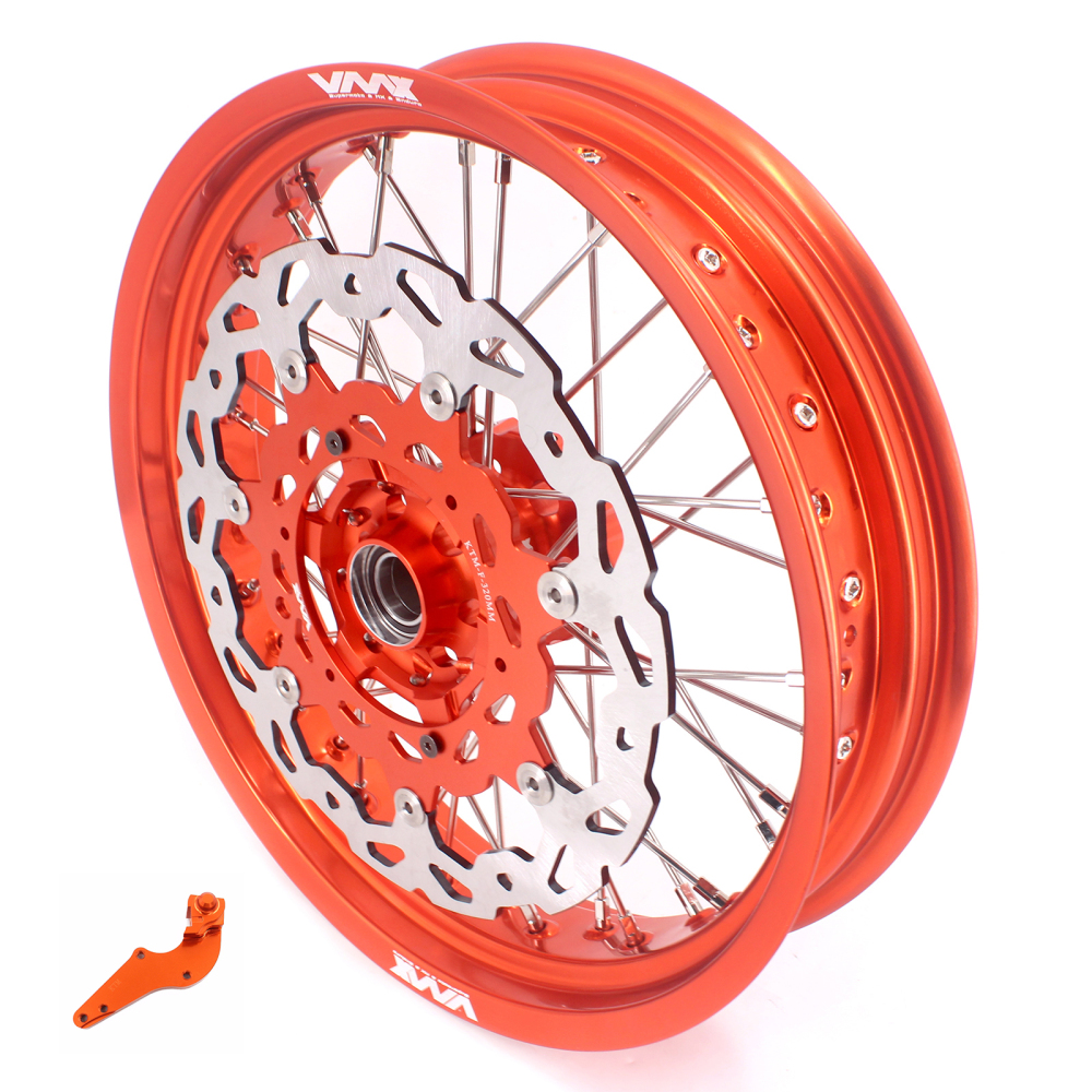 VMX 3.5/5.0 Motorcycle Supermoto Wheels Orange Rim With Disc Fit KTM SXF EXC XCF 2003-2024