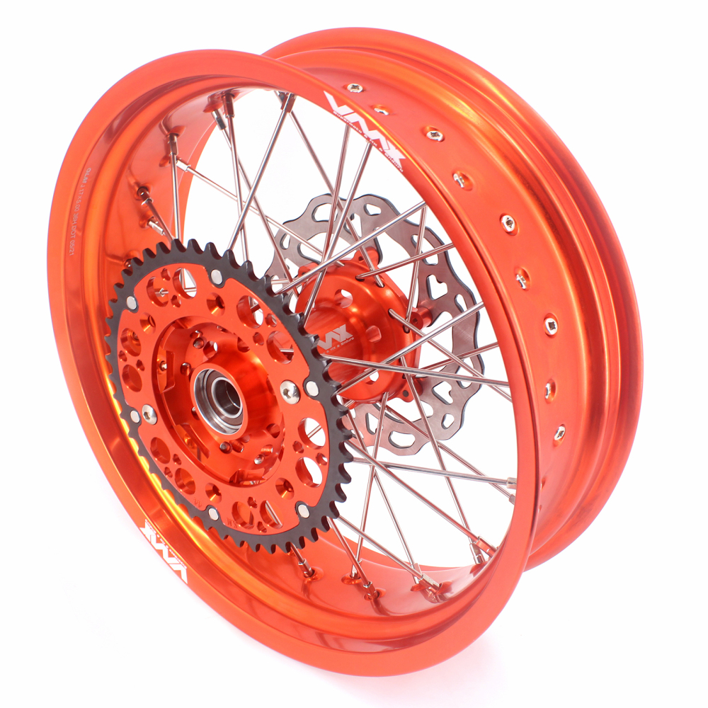 VMX 3.5/5.0 Motorcycle Supermoto Wheels Orange Rim With Disc Fit KTM SXF EXC XCF 2003-2024
