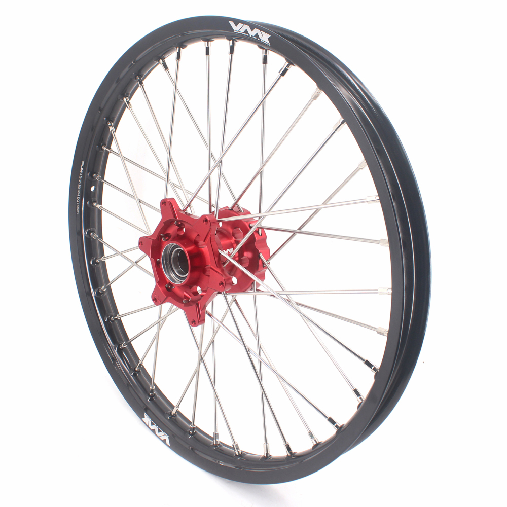 VMX 21/19 MX Racing Motorcycle Wheel Rims Set Compatible with KTM SXF XC-F 250 350 2003-2024 Red Hub
