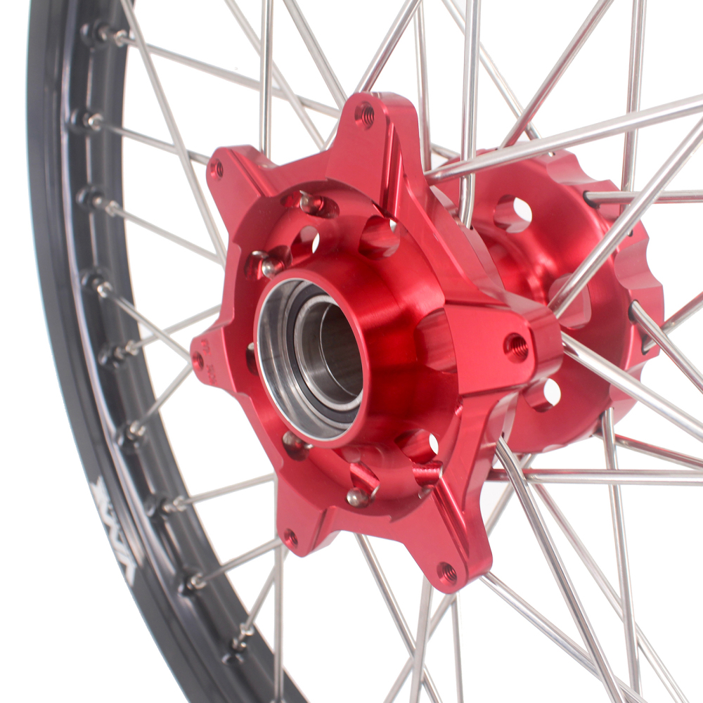 VMX 21/19 MX Racing Motorcycle Wheel Rims Set Compatible with KTM SXF XC-F 250 350 2003-2024 Red Hub