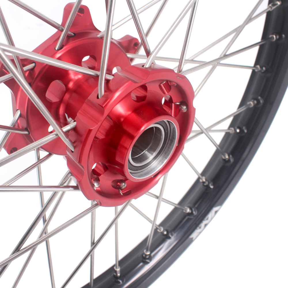 VMX 21/19 MX Racing Motorcycle Wheel Rims Set Compatible with KTM SXF XC-F 250 350 2003-2024 Red Hub