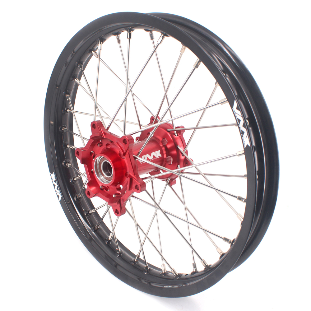 VMX 21/19 MX Racing Motorcycle Wheel Rims Set Compatible with KTM SXF XC-F 250 350 2003-2024 Red Hub
