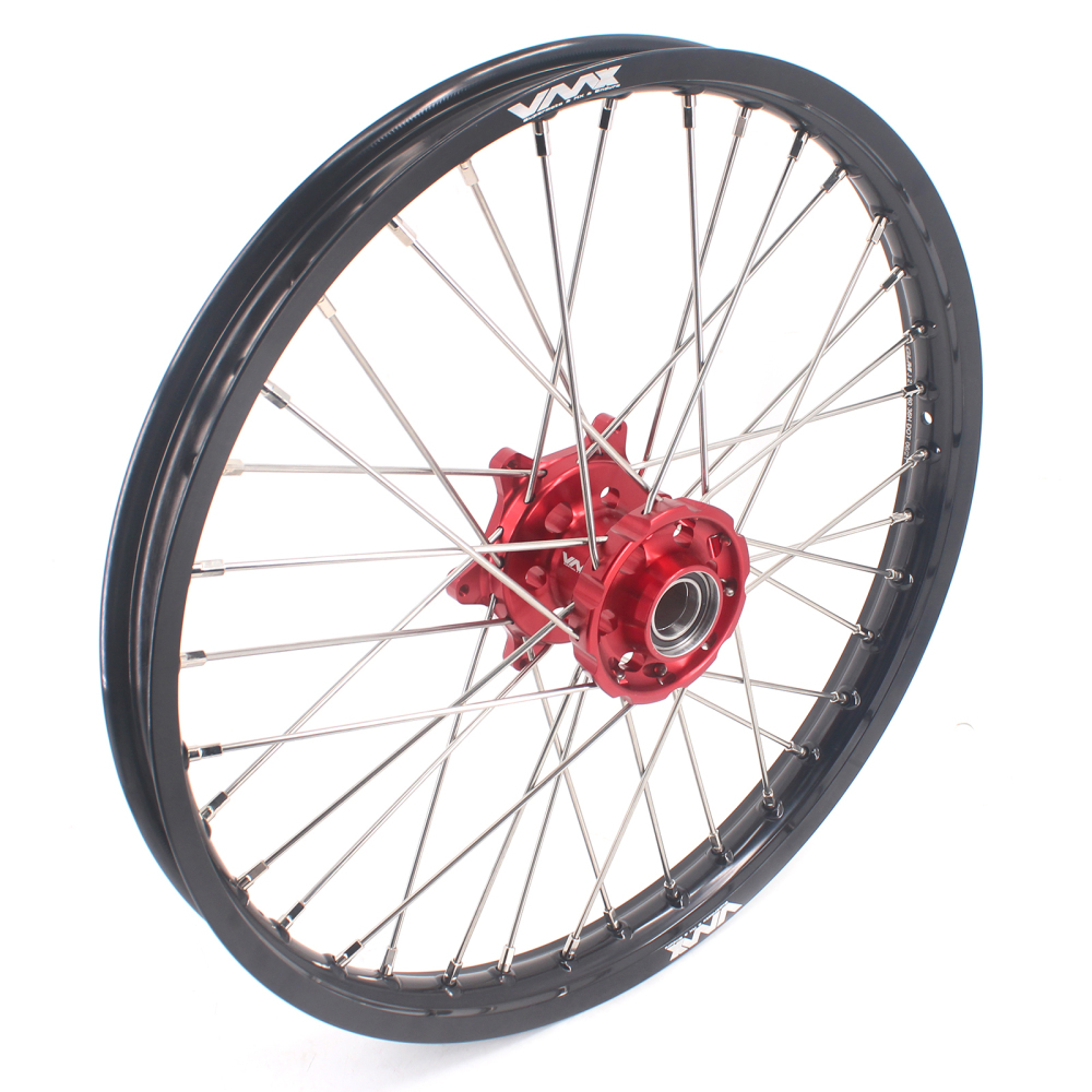 VMX 21/19 MX Racing Motorcycle Wheel Rims Set Compatible with KTM SXF XC-F 250 350 2003-2024 Red Hub
