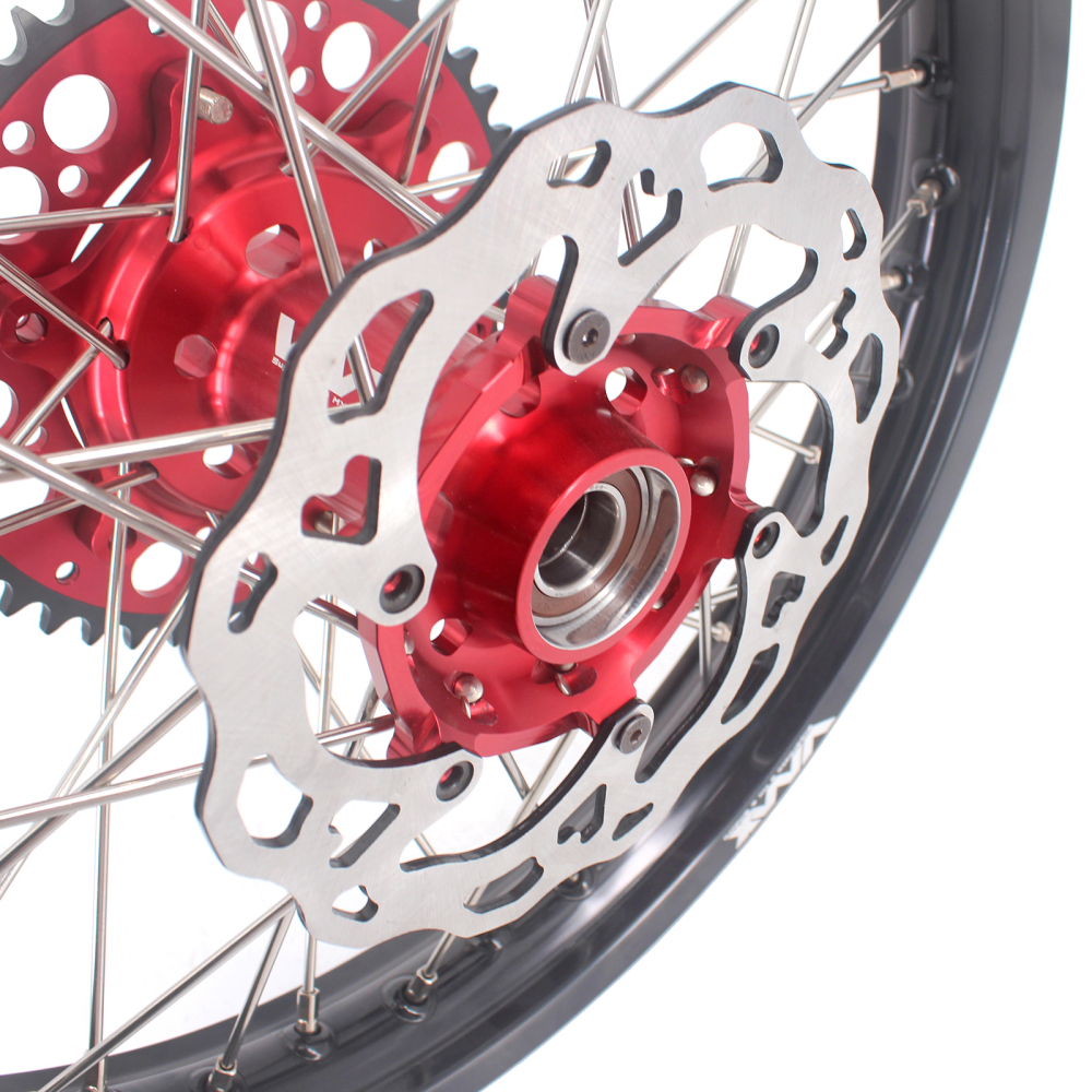 VMX 21/18 Enduro Wheels Set With Disc Compatible with KTM EXC XCW 125 400 2020 Red Hub