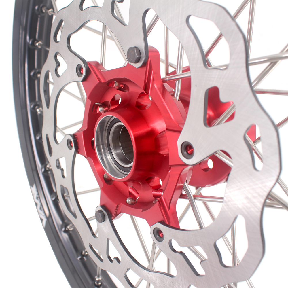 VMX 21/18 Enduro Wheels Set With Disc Compatible with KTM EXC XCW 125 400 2020 Red Hub